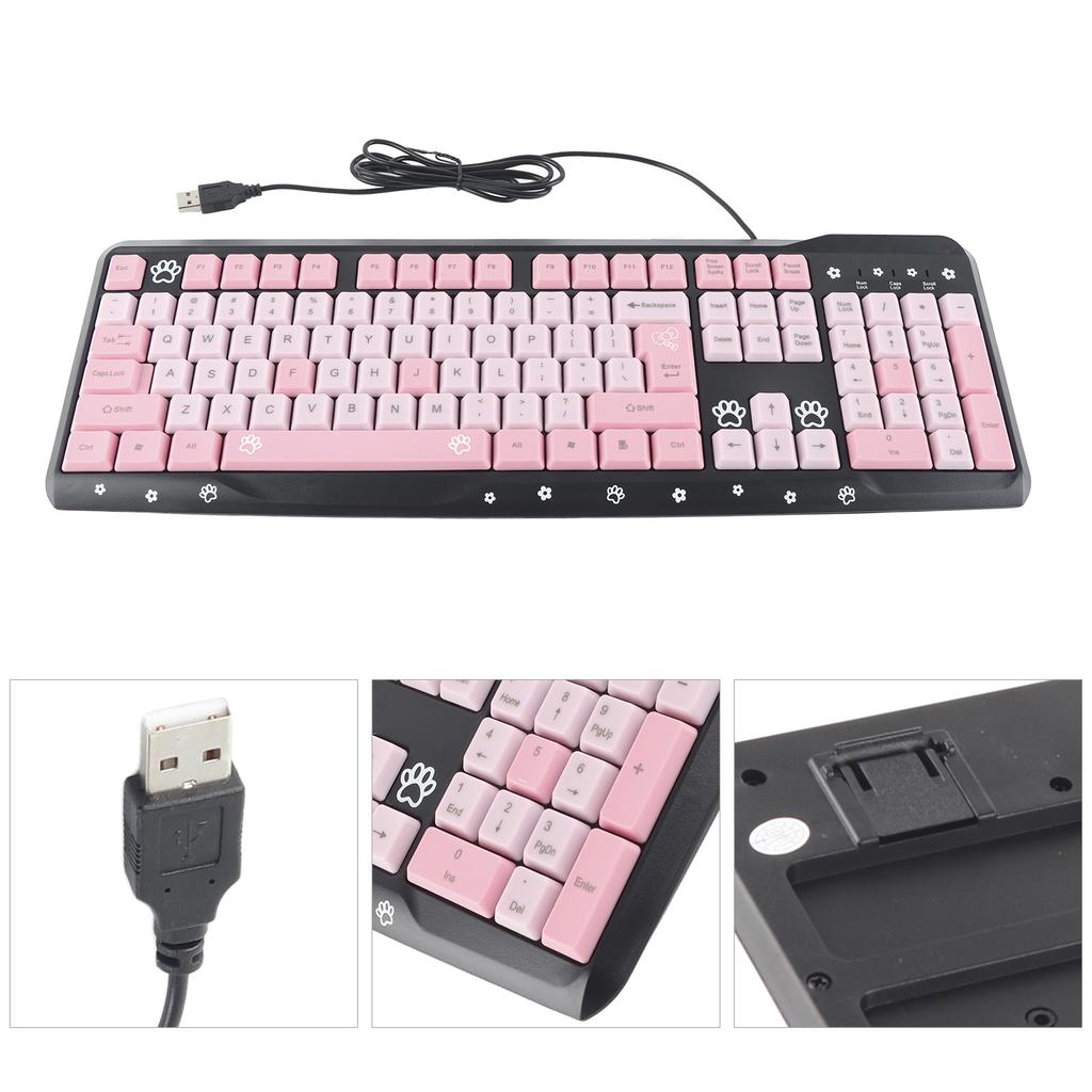 Keyboard USB Wired UltraThin Cute Cartoon for Home Office Laptop Computer Universal