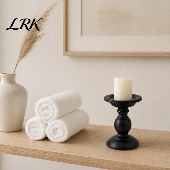 Iron Candle Holder Vintage Holder, Black Matte Pillar Holders, Metal Heat-Resistant Stand for Scented Candles And Tealights, Retro Candlestick Dining