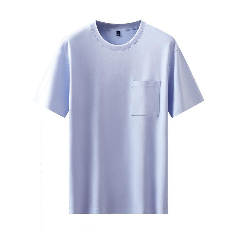 Men's Color Block Pocket White T-Shirt - Lightweight, Solid Summer Fashion Top