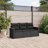 Vidaxl 3-Cz. Set da Salotto per Giardino, Cuscini, Rattan Nero PE