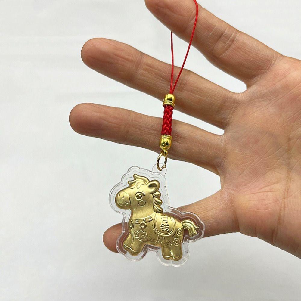 Cartoon Design Gold Horse Keychains Get Rich Mobile Chain Zodiac Horse Keychains  New Year Party