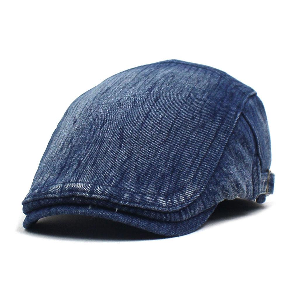 Washed denim beret men's and women's cap autumn and winter fleece thickened warm hat