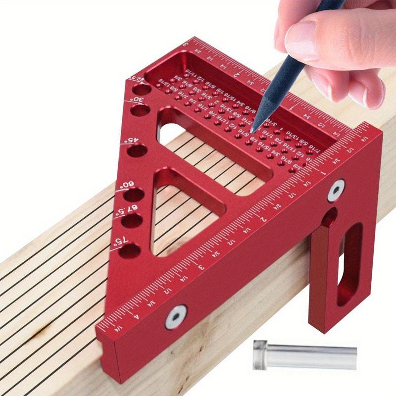 3D Multi-Angle Ruler Aluminum Alloy Measuring Ruler Square Ruler Protractor Carpenter Square Hole Scribing Woodworking Tools