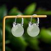 Vintage-Inspired Jade Bead Earrings, Adjustable Ear Cuffs for Women - Elegant Retro Jewelry Gift Set with Natural Stones