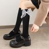 Schleife Röhrensocken Damen Frühling und Herbst Schwarz und Weiß JK Lolita Wadenstrümpfe Japanische Mädchen College-Stil Kniestrümpfe