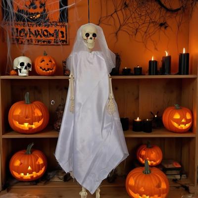 Halloween Ghost Decoration with Lanyard Easy To Hang Realistic Spooky Ghost Bride Ornament Haunted House Prop