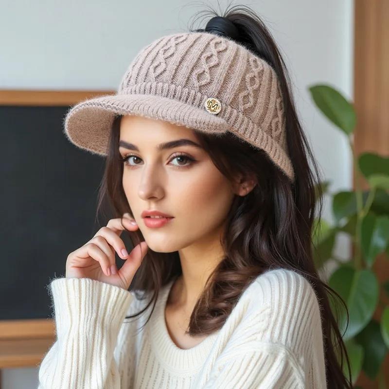 1PC Baseball Cap Elegant Knitted Headband Warmth Fit Gift Adjustable Casual Thick Versatile Sports Cap Playful Multi-Color