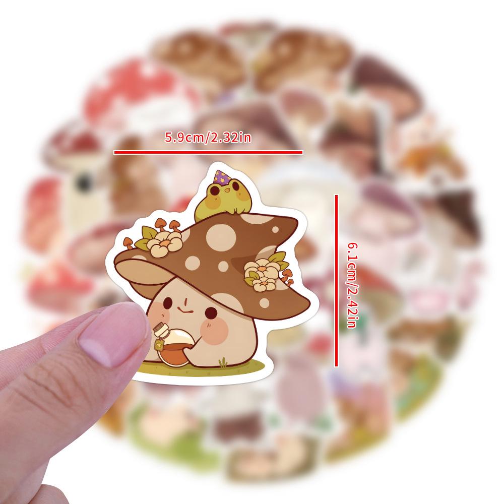 60 Cute Mushroom Cartoon Graffiti Stickers - DIY Journal, Notebook, Water Bottle Decoration, Waterproof