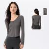 Lu Same Yoga Clothes Ladies 2025 Fall and Winter Nude Feel Slim Fit Slimming Long Sleeves Sports Outwear V Neck Zipper Cardigan