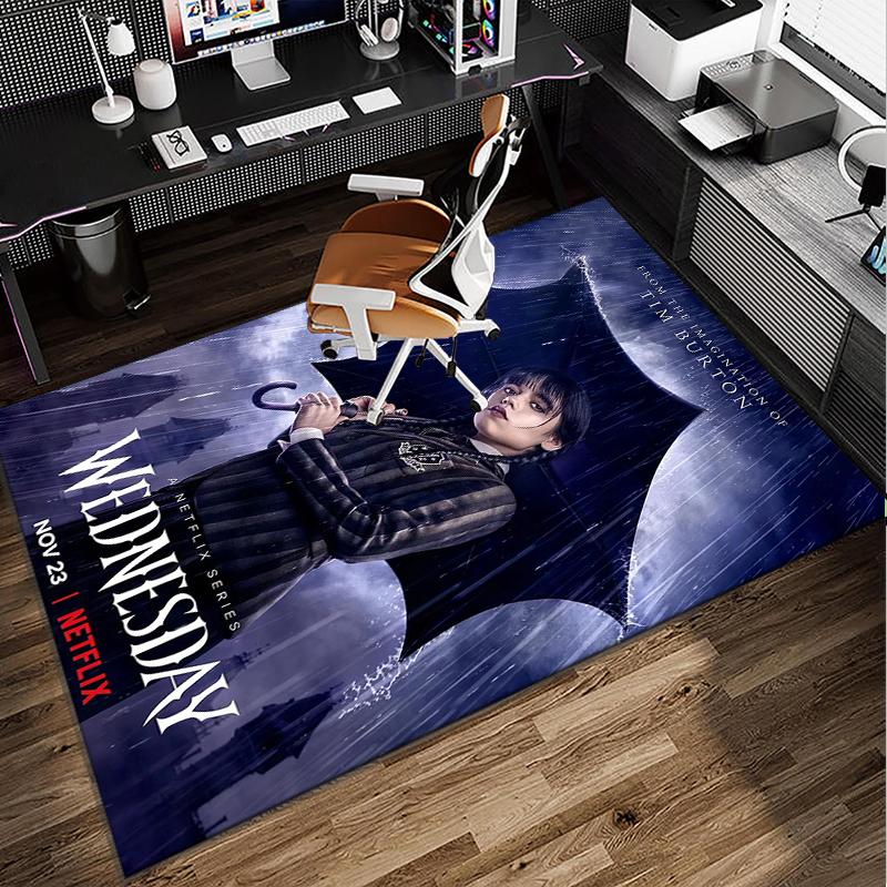 Wednes-day Gothic Family Reunion Office Rug Chair Mat, Game Carpet, Suitable for Front Door, Bedroom, Living Room, Desk, Holiday Gift