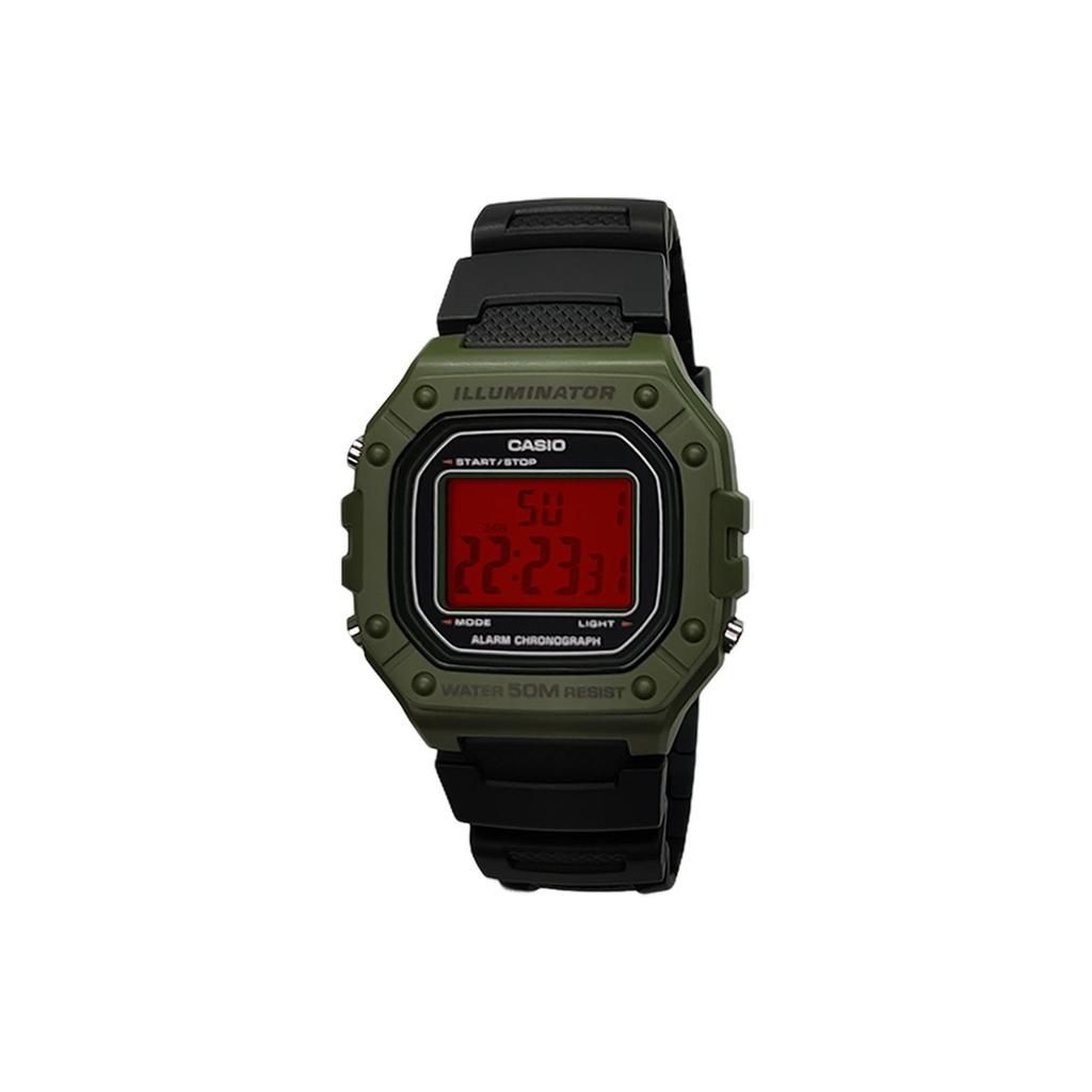 CASIO Custom Collection Quartz Movement Resin Strap Watch Men's Watches Green Dial W-218H-3A(Watch5--)