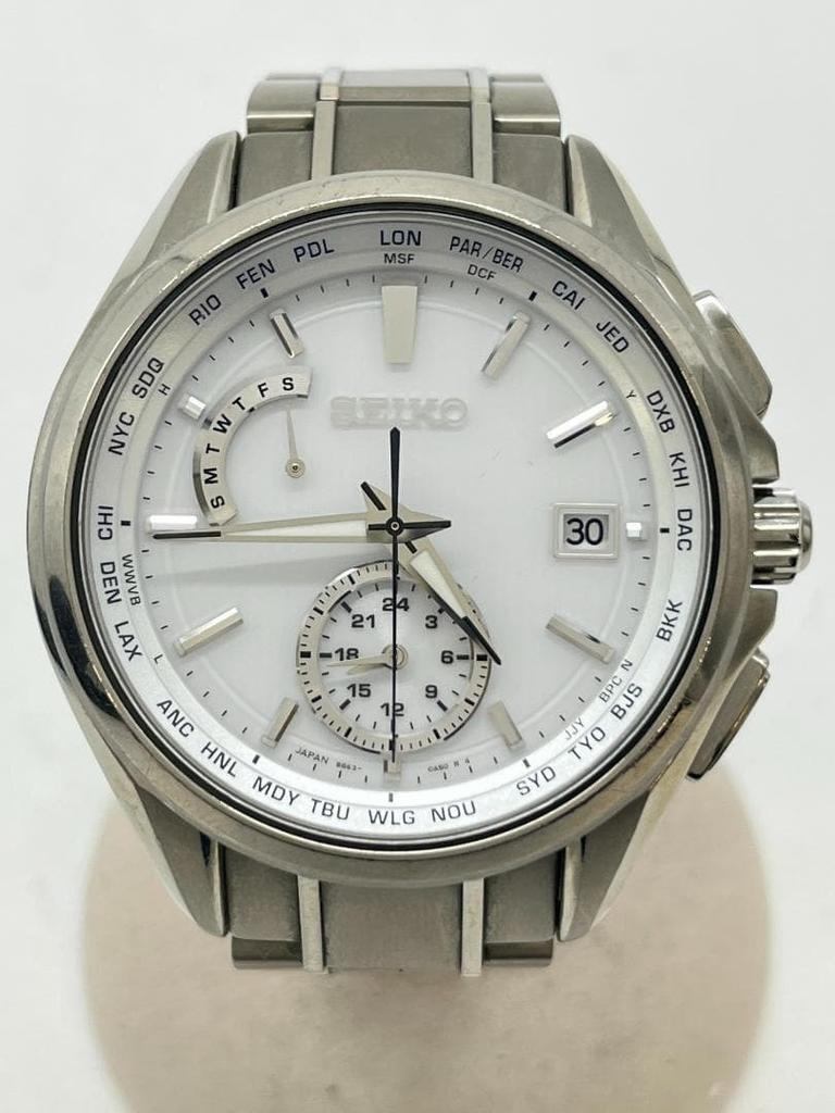 SEIKO Brightz Solar Titanium White Dial Watch WT70 8B63-0AV0 Radio-Controlled Men's