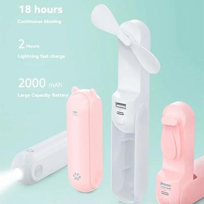 New Folding Small Electric Fan Mute Can Be Used As A Flashlight USB Rechargeable Camping Portable Mini Air Conditioner
