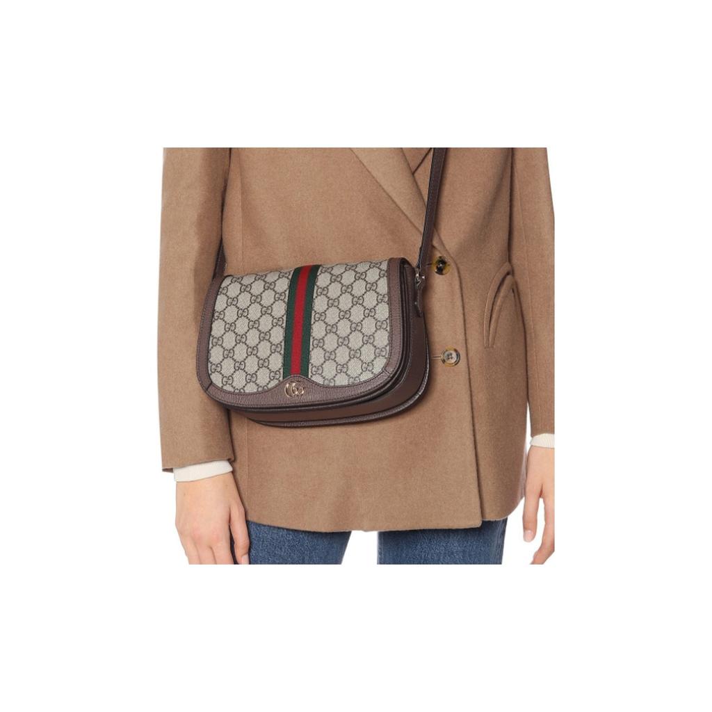 Gucci Ophidia Pasek z Logo Płótno i Skóra Torba Saddle Bag Damska Torba na Ramię 601044-96IWB-8745
