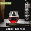 32er-Pack unzerbrechliche Weingläser aus Kunststoff ohne Stiel mit Diamanten, Sektgläser mit 340 ml Fassungsvermögen, bruchsichere, klare Trinkgläser für Partys, Zuhause, Bars, Hochzeiten