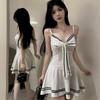 Bow Tie Lace-up Slim JK Uniform Camisole Mini Skirt Dress