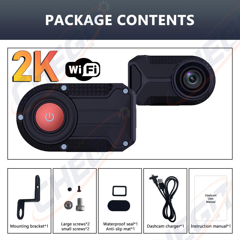 

New 2K HD Motorcycle DVR WiFi APP Waterproof IP66 Loop Recording 170 Degree Widely Angle Camera Dash Cam HD Video Recorder