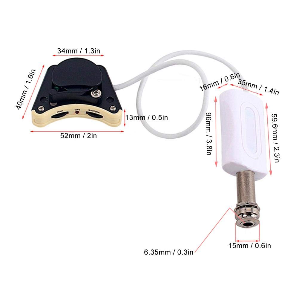 Hidden Ukulele Pickup for 2 Knobs for Main and Mic Volume Musical Instrument Accessory 4-String Ukuleles, Adjustment,