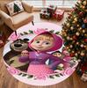Masha and The Bear Pattern Round Rug, Indoor/Outdoor Mat, for Picnic, Gameroom, Bedroom, Office, Living Room, Home Decor Carpet, Birthday Gift