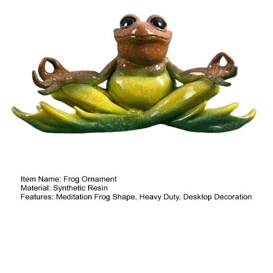 Meditation Frog Statue Sitting Frog Figurine Resin Animal Sculpture Indoor Outdoor Garden Desktop Decoration Ornament