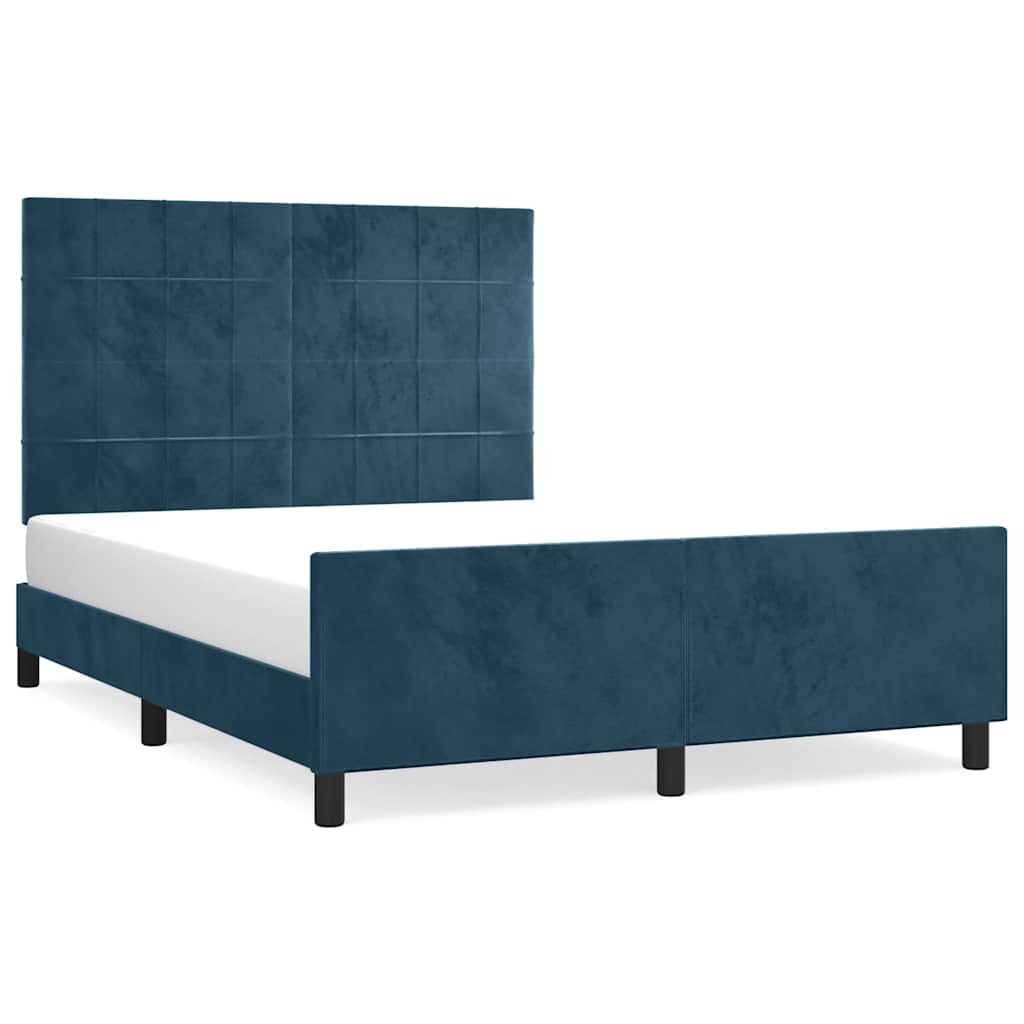 Bed Frame without Mattress Dark Blue 140x200 cm Velvet