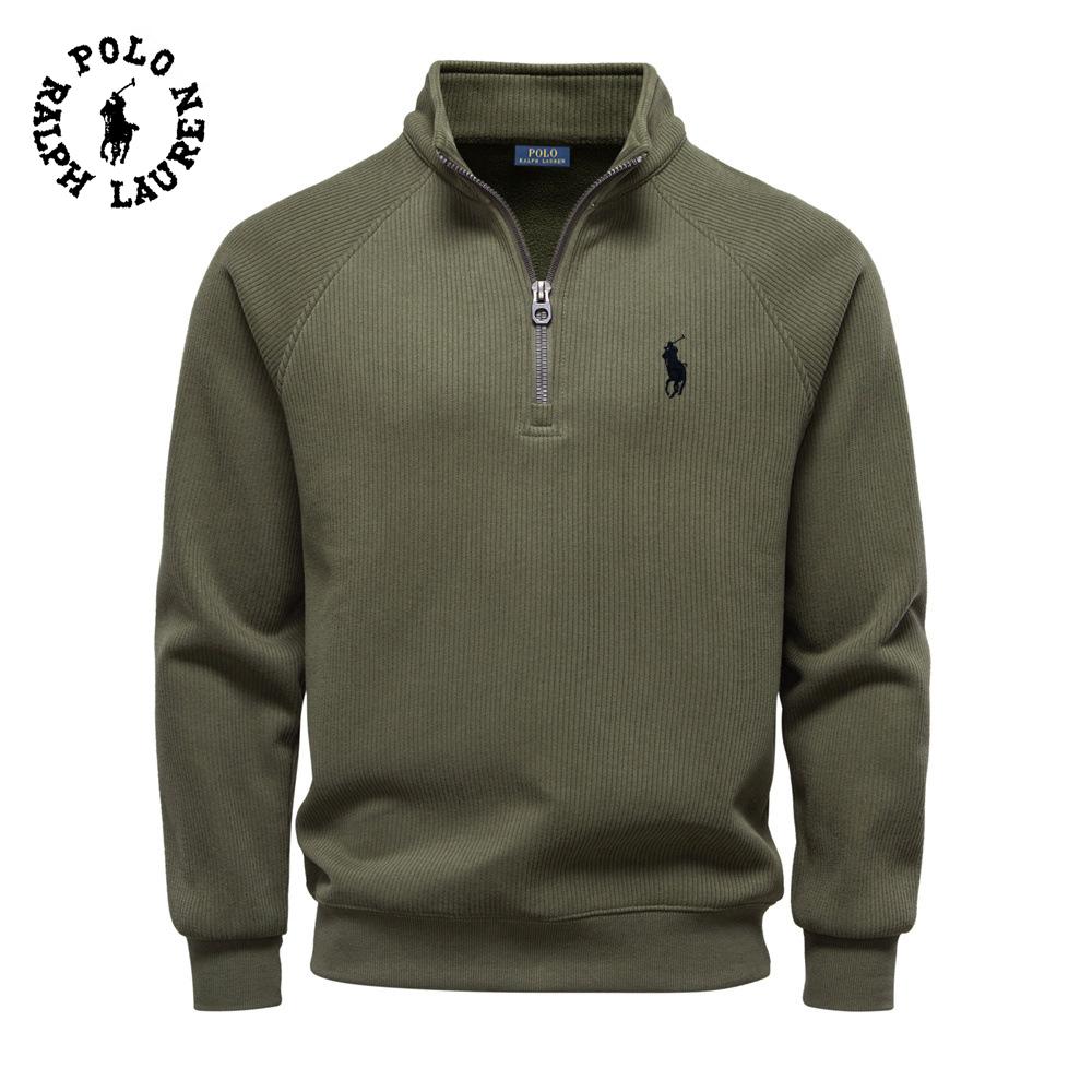 

Polo Ralph Lauren 2025 Новая осенне-зимняя вышивка Худи на молнии до половины Воротник-стойка Модный Универсальный Плюшевый Мужской Худи XL