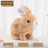 Plush Interactive White Rabbit Toy - Walking, Talking, Ear-Wiggling, Mouth-Moving Long-Haired Pet Simulation.