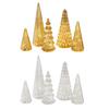 5 Pcs Illuminated Glass Christmas Tree Light Up Glass Tree Figurines