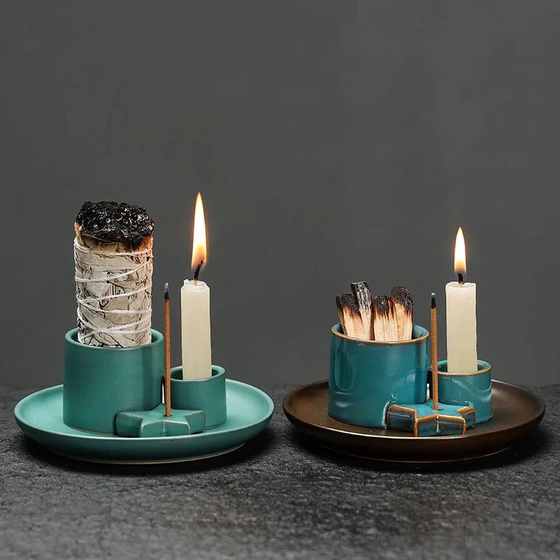 1pc Ceramic Aroma Tray Incense Burner Elegant Home Decor for Sage Palo Santo & Sticks with Easy Cleaning Design, Perfect Gift