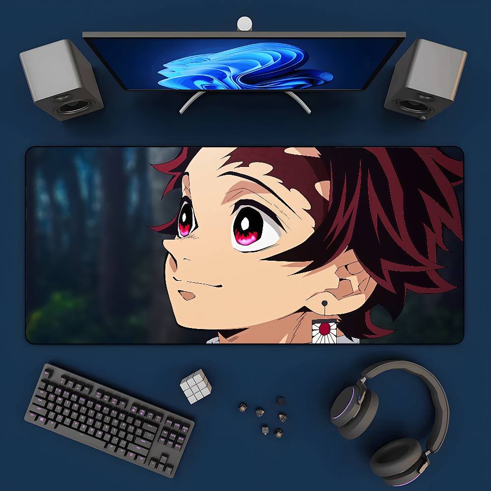 Demon Slayer Akaza Upper Moon Anime Gaming Mouse Pad Large Rubber Keyboard Desk Mat With 2MM Stitched Edge Design