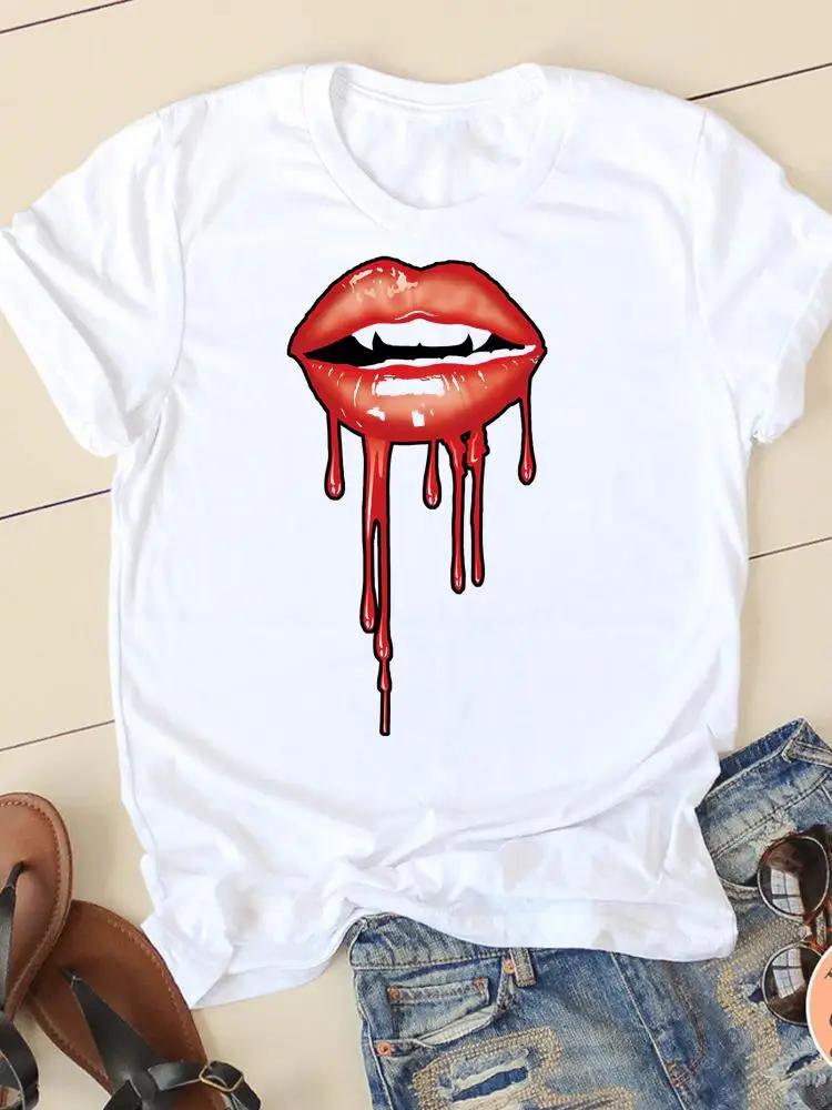 Clothing Summer Short Sleeve Watercolor Lip Sexy New Ladies Casual Unisex Fashion Graphic Tee Tshirts Female T Shirt Clothes