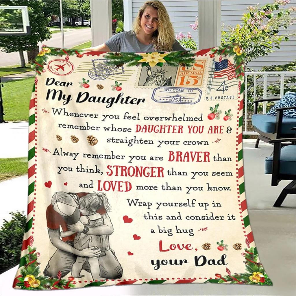 Personalisierte Sherpa-Decke für meine Tochter, bedruckt mit Löwe, Wolf und Drache, Geschenk von Mama, Papa, Sofabettdecke, weiche Picknickdecke