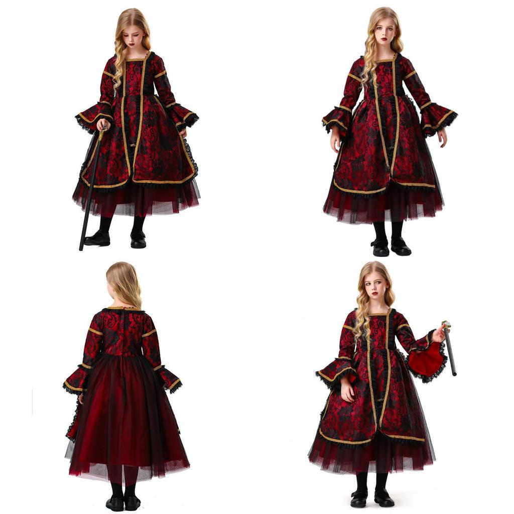 Halloween Child Vampire Costume For Kids With Spandex Fabric For Stage Performance