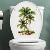 Tropical Coconut Palm Tree Toilet Lid Sticker Waterproof Self Adhesive Great For Bathroom Home Decor