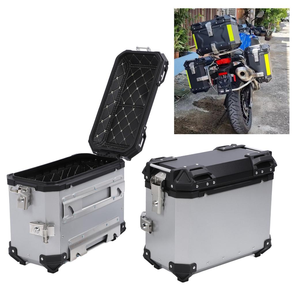 2PCS Motorcycle Side Box 35L Large Capacity Aluminum Alloy Hard Saddlebag with   Lock and Handle Replacement for  