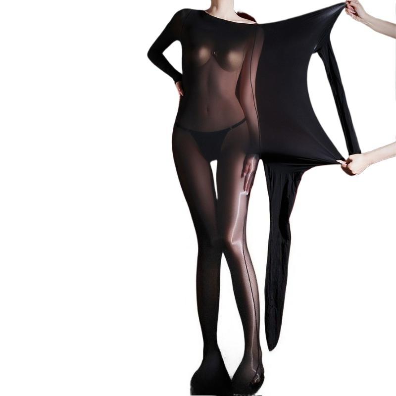 Stockings Jumpsuit Women Sexy Extra Large Thin Oil Shiny Glossy Pantyhose High Elastic Transparent Swimsuit Exotic Lingerie