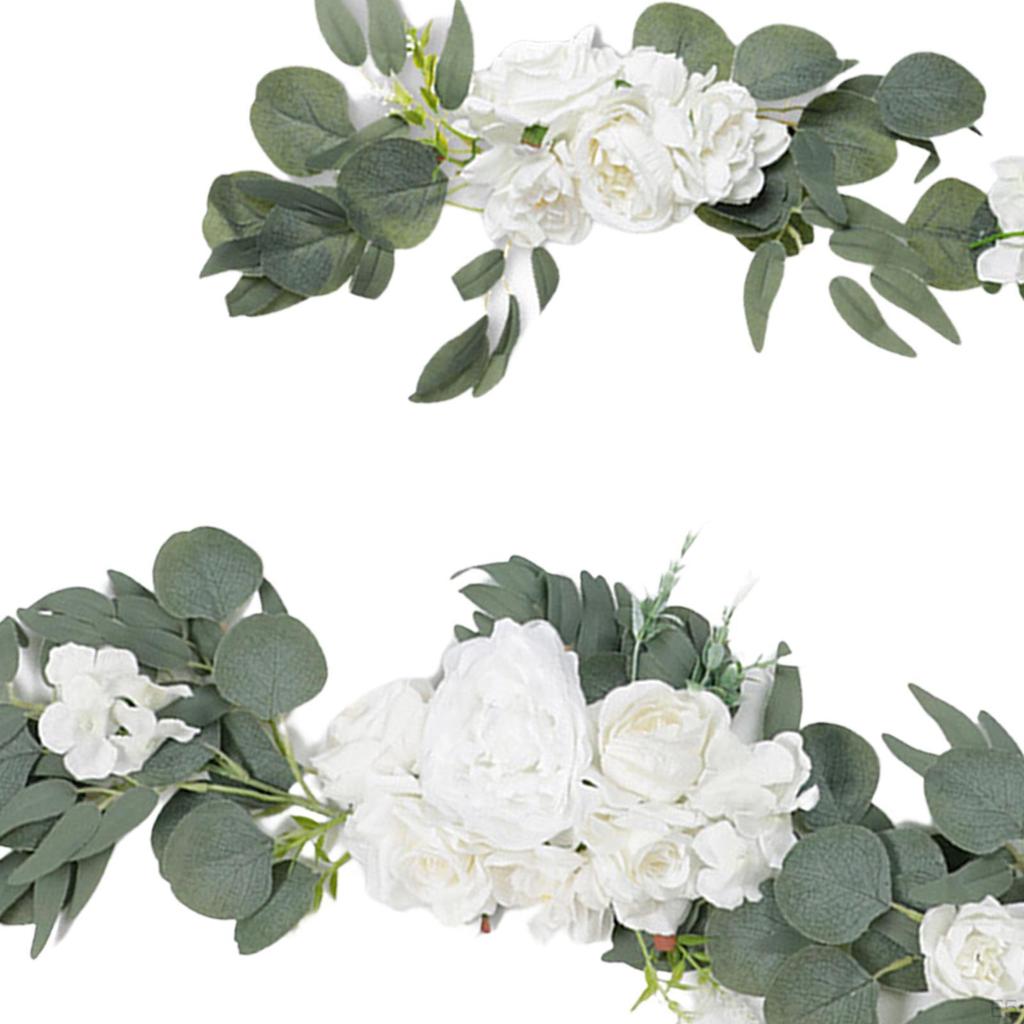 Artificial Flower Swag Rustic Backdrop Arch Handmade Rose Garland for Front Door