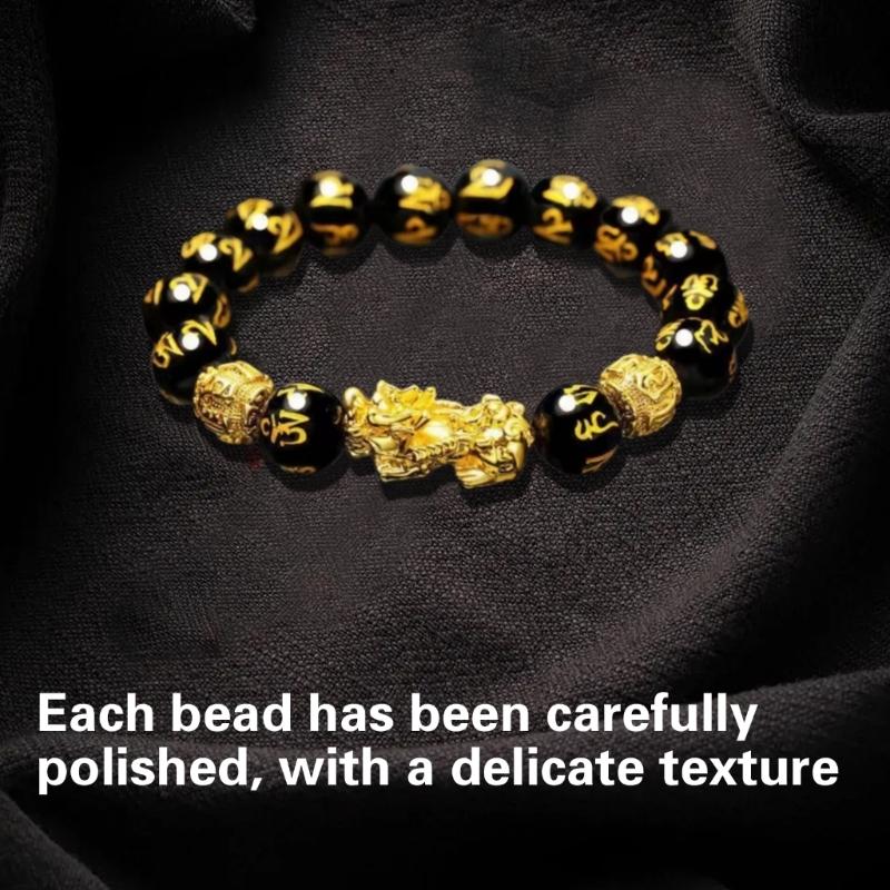 Elastic Handchain Attract Wealth and Good Fortune with Alloy Bracelet Unisex Stone Bead Jewelry for Prosperity