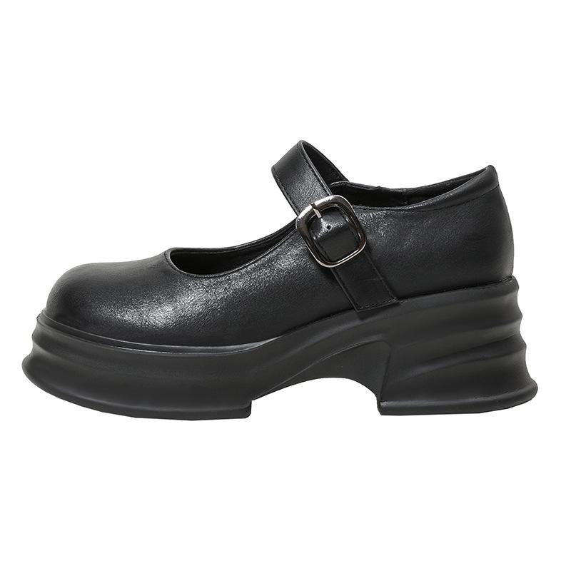 Mary Jane shoes women's platform shallow mouth single shoes spring British style round head with buckle small leather shoes retro style