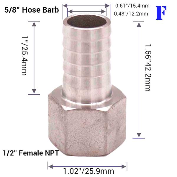 Homebrew Beer 1/2"NPT Hose Barb 304 Stainless Steel Food Grade Brewer Hardware Pump Fitting