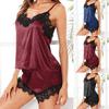 Women Sexy Lace Lingerie Sleepwear Backless Sleeveless Pajama Cami Shorts Set Nightwear Suit