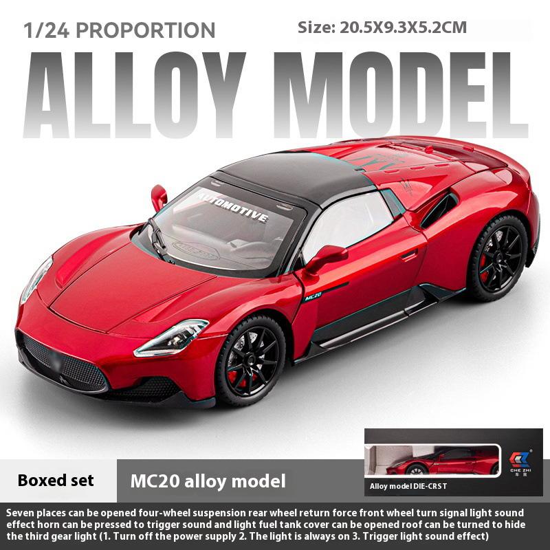 

1:24 MC20 alloy model, cool sound and light, strong force recovery, four-wheel shock absorption, exquisite desktop ornaments