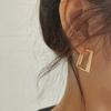 Gold Color Geometric Metal Square Curve Dangle Earring for Women Punk Temperament Jewelry Gift