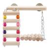 3pcs Wooden Parrot Squirrel Bird Toy Springboard Swing Ladder Cage Accessories