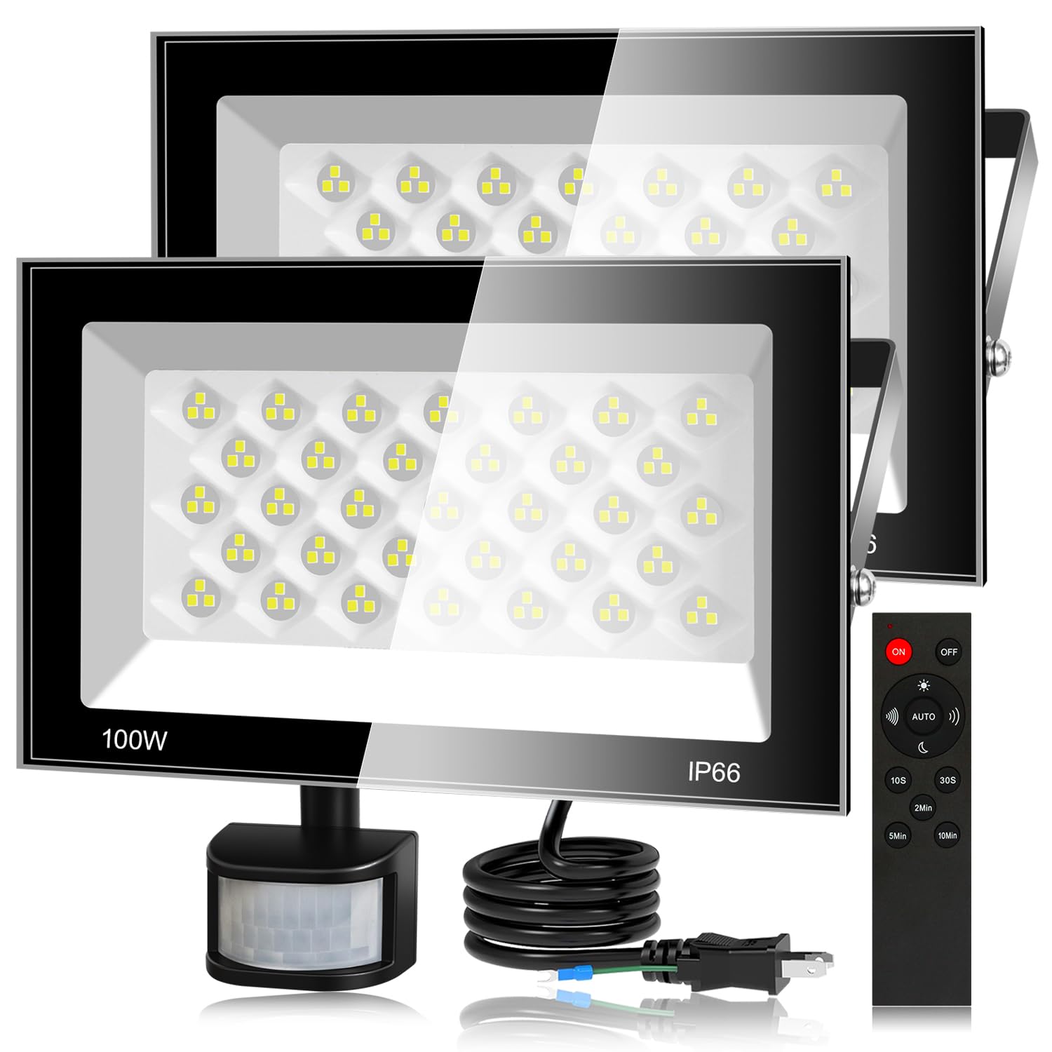 

[2025 Improved Remote Control] Sensor Light, Outdoor Motion Sensor Floodlight, Security Lighting, 100W, 12,000LM, Steady-On Function, PIR Motion