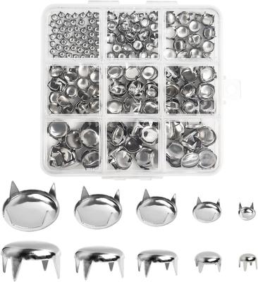 300PCS Rivets 5 Sizes, Silver Rivets, for Clothing, Leather Craftsmanship, Clothes Belts, Bags, Shoes, Bracelets, Dog Collars, Accessories DIY