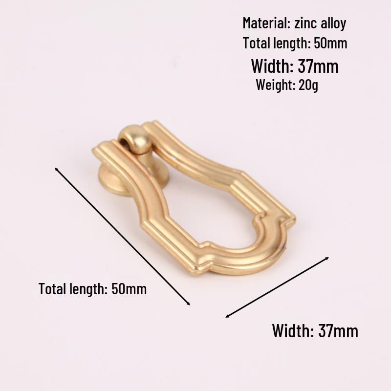Gold Chinese Style Hidden Ring Handle - Brushed Copper Wardrobe Zinc Alloy