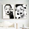 Modern Beauty Fashion Girl Makeup and Hair Posters and Prints Black White Picture Nail Salon Wall Art Canvas Painting Wall Decor