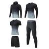 2024 Spring & Autumn Men's & Kids' 5-Piece Quick-Dry Fitness Set: Compression Shirt & Hooded Jacket for Running
