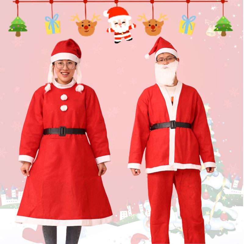 Men Santa Claus Cosplay Costume Christmas Party Outfit Role Playing Dress Women